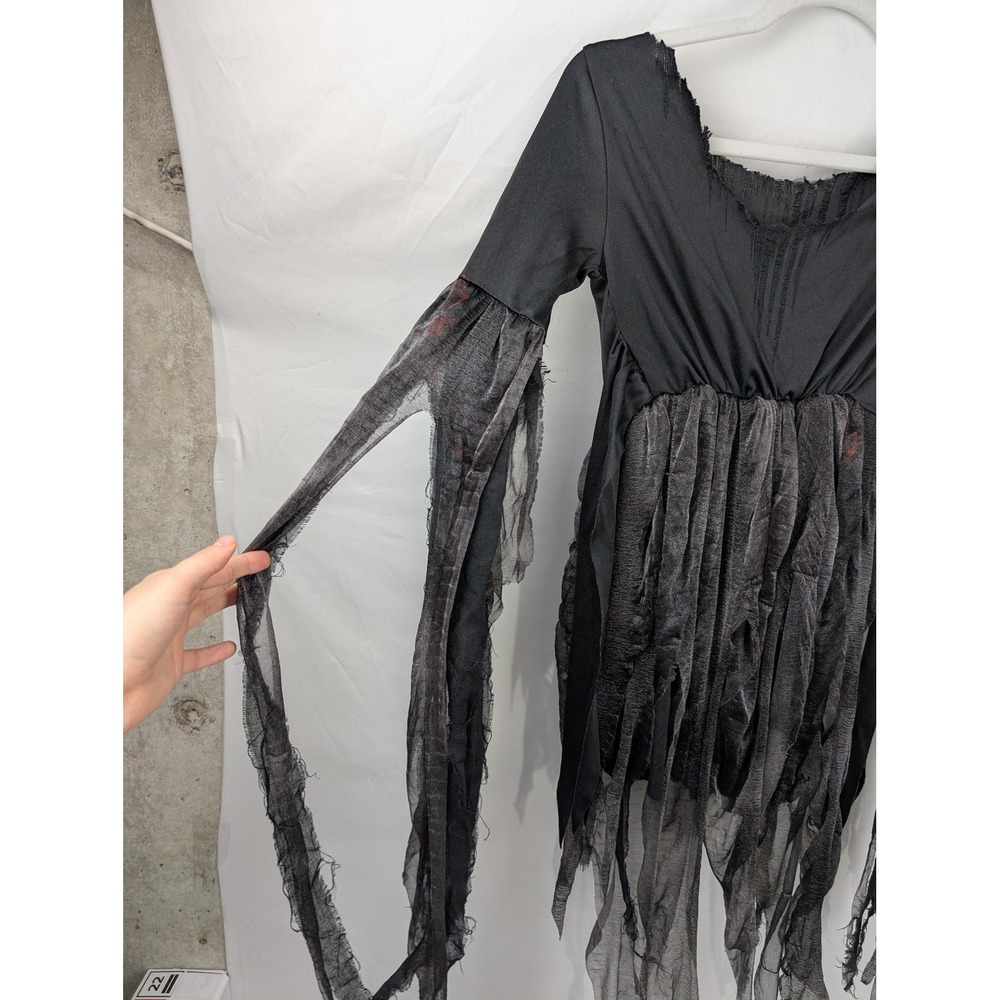 Tattered Whimsigoth Ghostly Fringe Top Size M Black Vampy Witchy Dark Ghostly - Picture 3 of 10